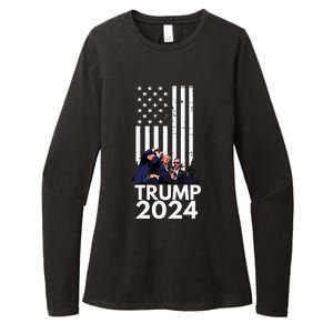 Trump Fist Pump American Flag 2024 Womens CVC Long Sleeve Shirt