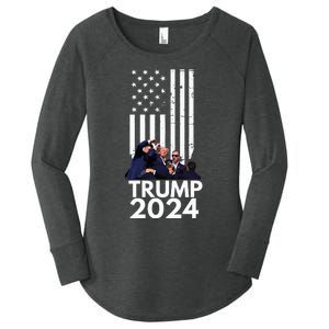 Trump Fist Pump American Flag 2024 Women's Perfect Tri Tunic Long Sleeve Shirt