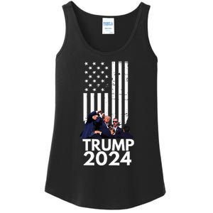 Trump Fist Pump American Flag 2024 Ladies Essential Tank