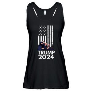 Trump Fist Pump American Flag 2024 Ladies Essential Flowy Tank