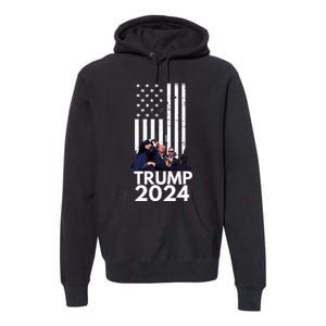 Trump Fist Pump American Flag 2024 Premium Hoodie