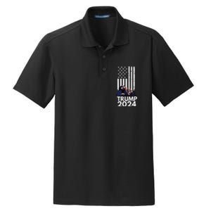 Trump Fist Pump American Flag 2024 Dry Zone Grid Polo