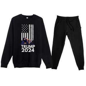 Trump Fist Pump American Flag 2024 Premium Crewneck Sweatsuit Set