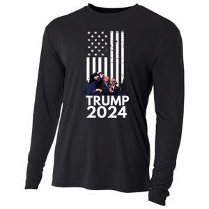 Trump Fist Pump American Flag 2024 Cooling Performance Long Sleeve Crew