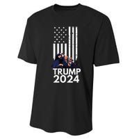 Trump Fist Pump American Flag 2024 Performance Sprint T-Shirt