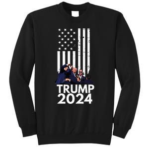 Trump Fist Pump American Flag 2024 Tall Sweatshirt