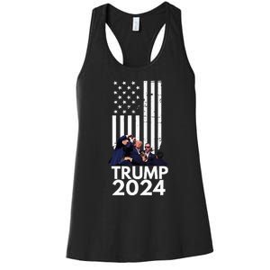 Trump Fist Pump American Flag 2024 Women's Racerback Tank