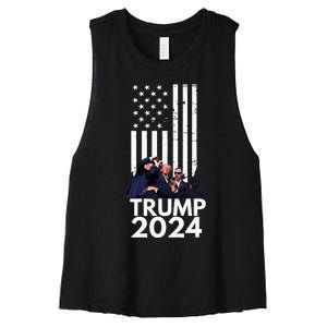 Trump Fist Pump American Flag 2024 Women's Racerback Cropped Tank