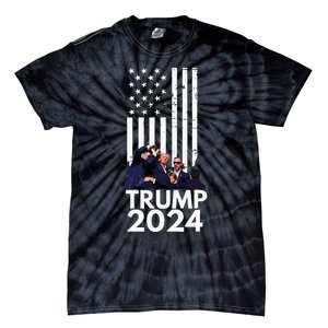 Trump Fist Pump American Flag 2024 Tie-Dye T-Shirt