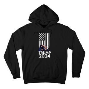 Trump Fist Pump American Flag 2024 Tall Hoodie