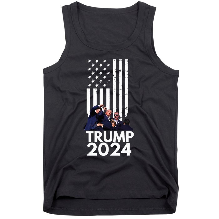 Trump Fist Pump American Flag 2024 Tank Top