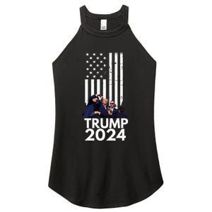 Trump Fist Pump American Flag 2024 Women's Perfect Tri Rocker Tank