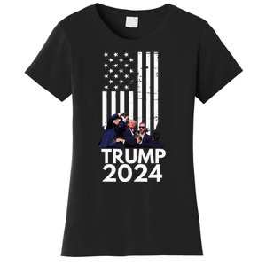 Trump Fist Pump American Flag 2024 Women's T-Shirt