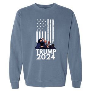 Trump Fist Pump American Flag 2024 Garment-Dyed Sweatshirt