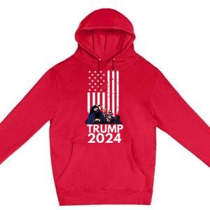 Trump Fist Pump American Flag 2024 Premium Pullover Hoodie