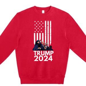 Trump Fist Pump American Flag 2024 Premium Crewneck Sweatshirt