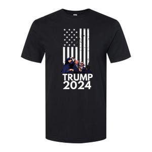 Trump Fist Pump American Flag 2024 Softstyle CVC T-Shirt