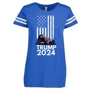 Trump Fist Pump American Flag 2024 Enza Ladies Jersey Football T-Shirt