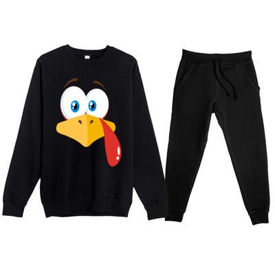 Turkey Face Pilgrim Gift Thanksgiving Costume Gift Premium Crewneck Sweatsuit Set