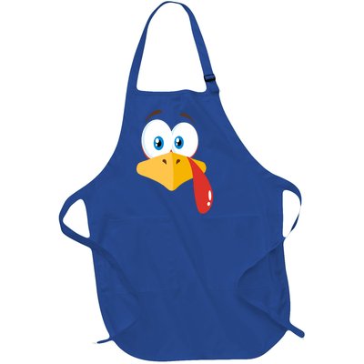 Turkey Face Pilgrim Gift Thanksgiving Costume Gift Full-Length Apron With Pockets