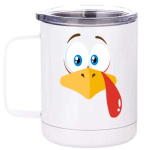 Turkey Face Pilgrim Gift Thanksgiving Costume Gift 12 oz Stainless Steel Tumbler Cup