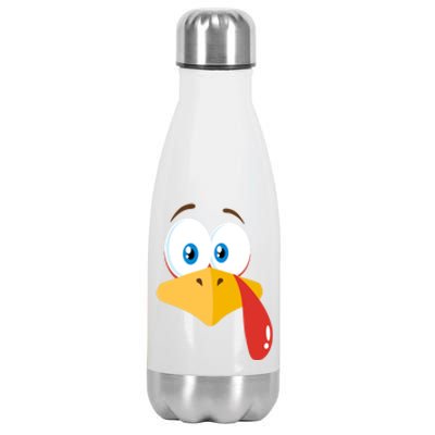 Turkey Face Pilgrim Gift Thanksgiving Costume Gift Stainless Steel Insulated Water Bottle