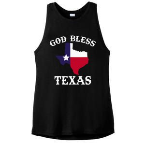 Texas Flag Patriotic Texan Pride God Bless Texas Ladies PosiCharge Tri-Blend Wicking Tank