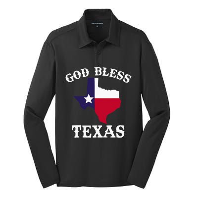 Texas Flag Patriotic Texan Pride God Bless Texas Silk Touch Performance Long Sleeve Polo