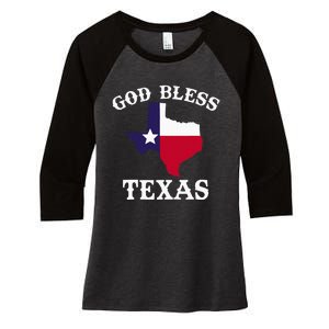 Texas Flag Patriotic Texan Pride God Bless Texas Women's Tri-Blend 3/4-Sleeve Raglan Shirt