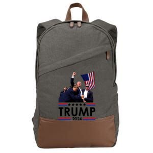 Trump Fist Pump Shot At Trump 2024 Trump Survives Rally Cotton Canvas Backpack