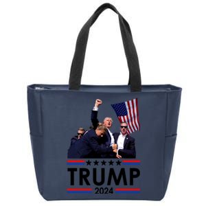 Trump Fist Pump Shot At Trump 2024 Trump Survives Rally Zip Tote Bag