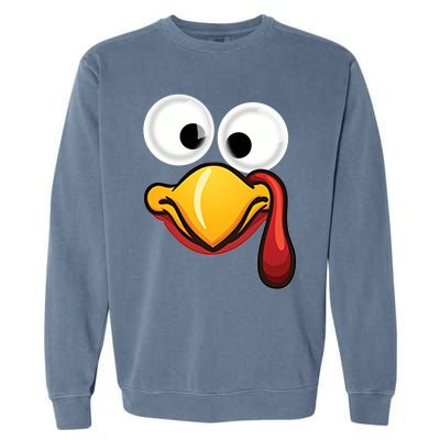 Turkey Face Pilgrim Thanksgiving Costume Gift Garment-Dyed Sweatshirt