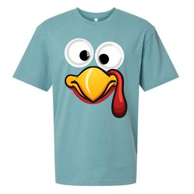 Turkey Face Pilgrim Thanksgiving Costume Gift Sueded Cloud Jersey T-Shirt