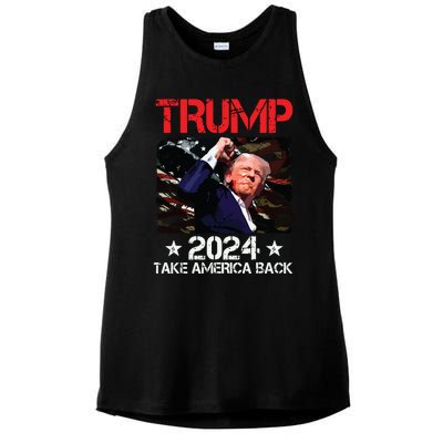 Trump Fist Pump Shot At Trump 2024 Trump Survives Rally Ladies PosiCharge Tri-Blend Wicking Tank