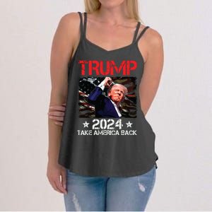 Trump Fist Pump Shot At Trump 2024 Trump Survives Rally Women's Strappy Tank