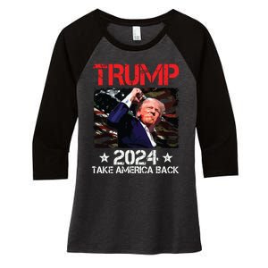 Trump Fist Pump Shot At Trump 2024 Trump Survives Rally Women's Tri-Blend 3/4-Sleeve Raglan Shirt