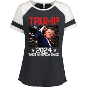 Trump Fist Pump Shot At Trump 2024 Trump Survives Rally Enza Ladies Jersey Colorblock Tee