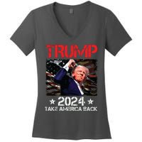 Trump Fist Pump Shot At Trump 2024 Trump Survives Rally Women's V-Neck T-Shirt