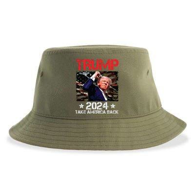 Trump Fist Pump Shot At Trump 2024 Trump Survives Rally Sustainable Bucket Hat