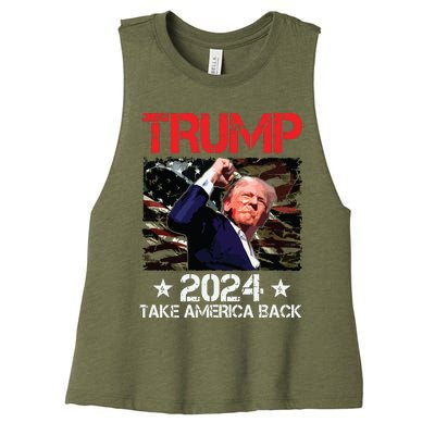 Trump Fist Pump Shot At Trump 2024 Trump Survives Rally Women's Racerback Cropped Tank