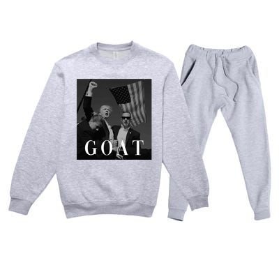 Trump Fist Pump Butler Rally Patriotic Goat Trump Premium Crewneck Sweatsuit Set