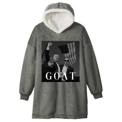 Trump Fist Pump Butler Rally Patriotic Goat Trump Hooded Wearable Blanket