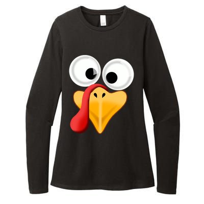 Turkey Face Pilgrim Thanksgiving Costume Gift Womens CVC Long Sleeve Shirt