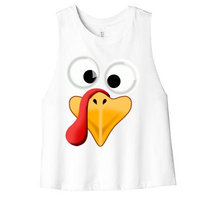 Turkey Face Pilgrim Thanksgiving Costume Gift Women's Racerback Cropped Tank