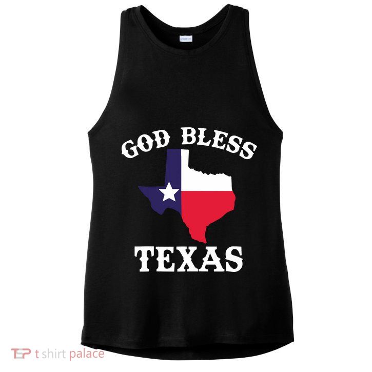 Texas Flag Patriotic Texan Pride God Bless Texas Ladies PosiCharge Tri-Blend Wicking Tank