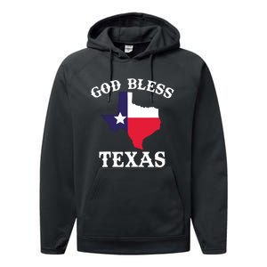 Texas Flag Patriotic Texan Pride God Bless Texas Performance Fleece Hoodie