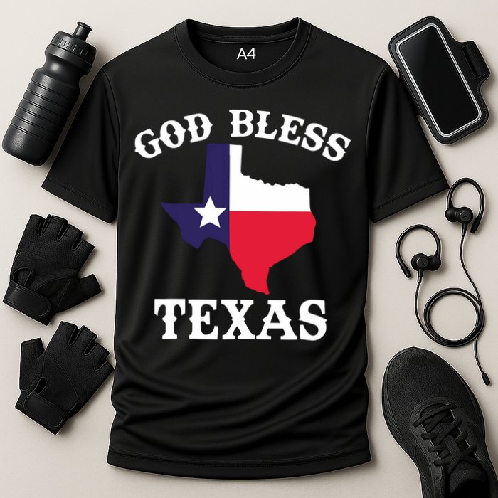 Texas Flag Patriotic Texan Pride God Bless Texas Cooling Performance Crew T-Shirt