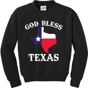 Texas Flag Patriotic Texan Pride God Bless Texas Kids Sweatshirt