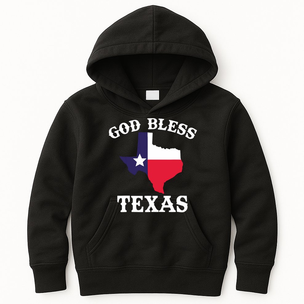 Texas Flag Patriotic Texan Pride God Bless Texas Kids Hoodie