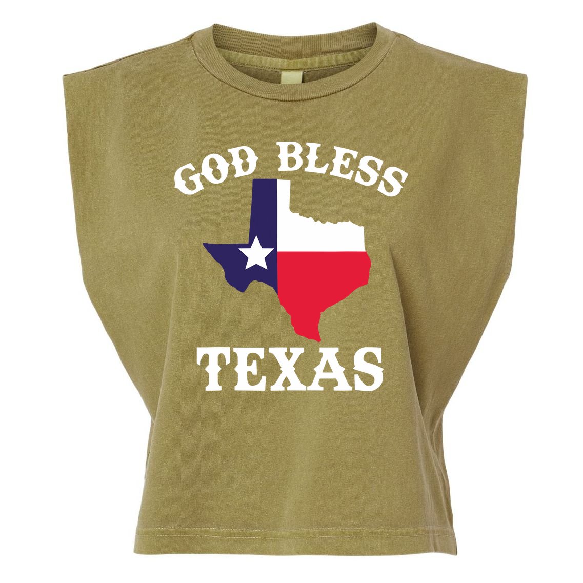 Texas Flag Patriotic Texan Pride God Bless Texas Garment-Dyed Women's Muscle Tee